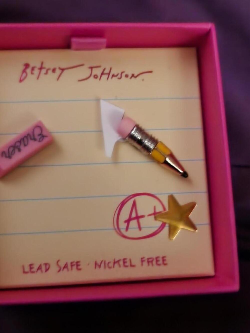 Betsey Johnson Pencil and Eraser Pin Set - Lead Safe, Nickel Free
